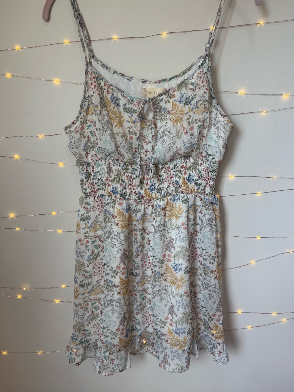 Altar'd State Cream Floral Tie-Front Sundress Size Small